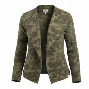 Womens‎ Camo Open Front Waterfall Jacket Large Cardigan Jacket Casual Blazer